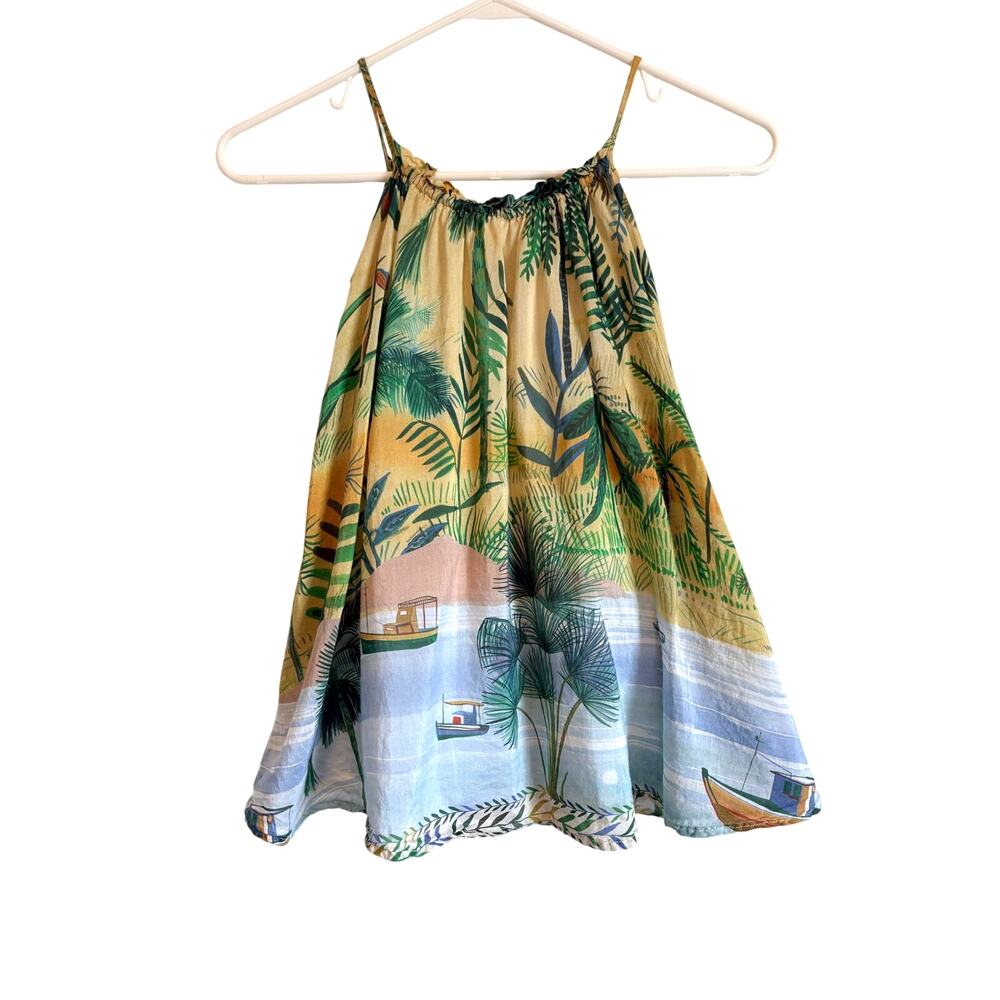 Fabula by FARM Rio Sleeveless Tropical Scarf Dress Silk Blend 4 Girls Resort